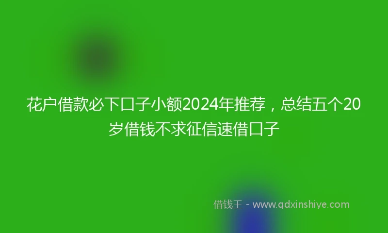 花户借款必下口子小额2024年推荐，总结五个20岁借钱不求征信速借口子