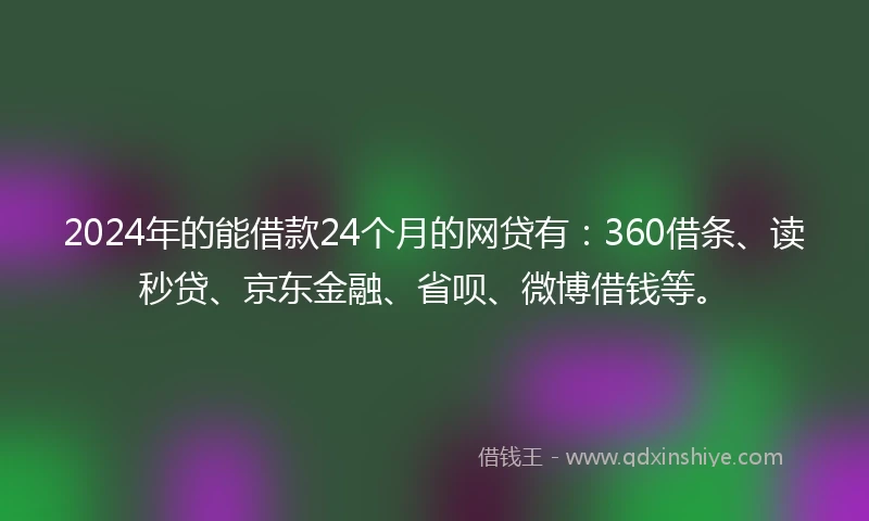 2024年的能借款24个月的网贷有：360借条、读秒贷、京东金融、省呗、微博借钱等。
