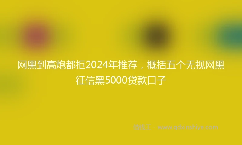 网黑到高炮都拒2024年推荐，概括五个无视网黑征信黑5000贷款口子