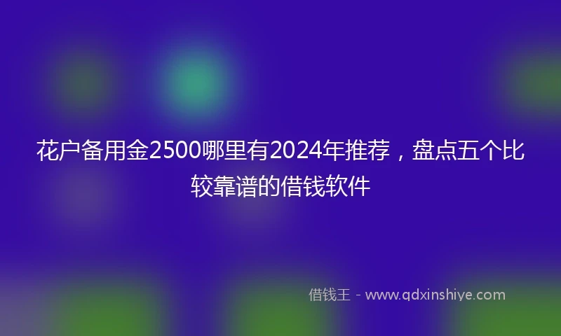 花户备用金2500哪里有2024年推荐,盘点五个比较靠谱的借钱软件