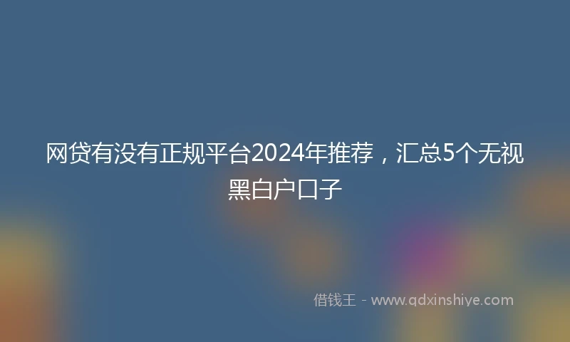 网贷有没有正规平台2024年推荐，汇总5个无视黑白户口子