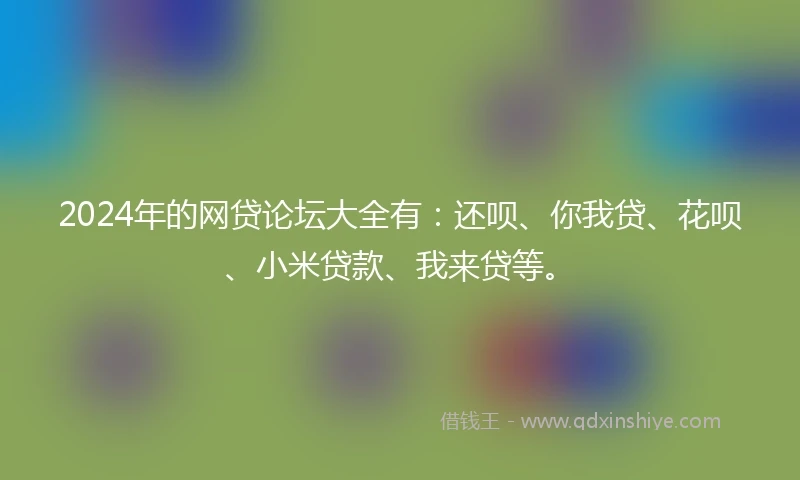 2024年的网贷论坛大全有：还呗、你我贷、花呗、小米贷款、我来贷等。