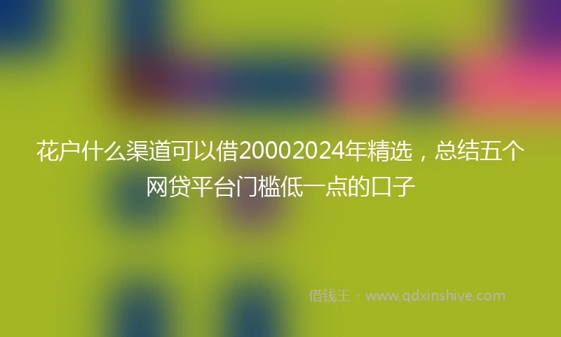花户什么渠道可以借20002024年精选，总结五个网贷平台门槛低一点的口子