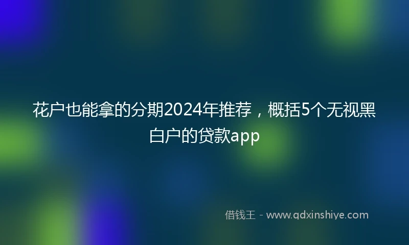 花户也能拿的分期2024年推荐，概括5个无视黑白户的贷款app