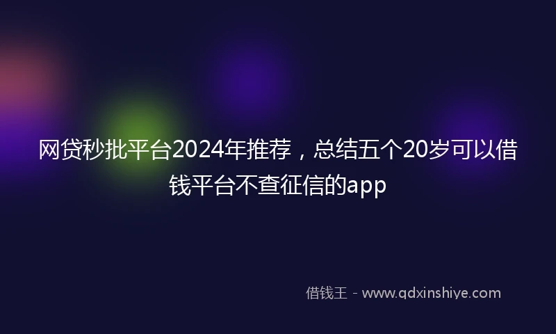 网贷秒批平台2024年推荐，总结五个20岁可以借钱平台不查征信的app