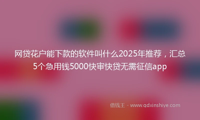 网贷花户能下款的软件叫什么2025年推荐,汇总5个急用钱5000快审快贷无需征信app