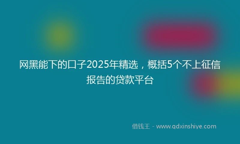 网黑能下的口子2025年精选，概括5个不上征信报告的贷款平台