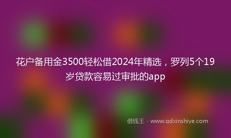 花户备用金3500轻松借2024年精选，罗列5个19岁贷款容易过审批的app