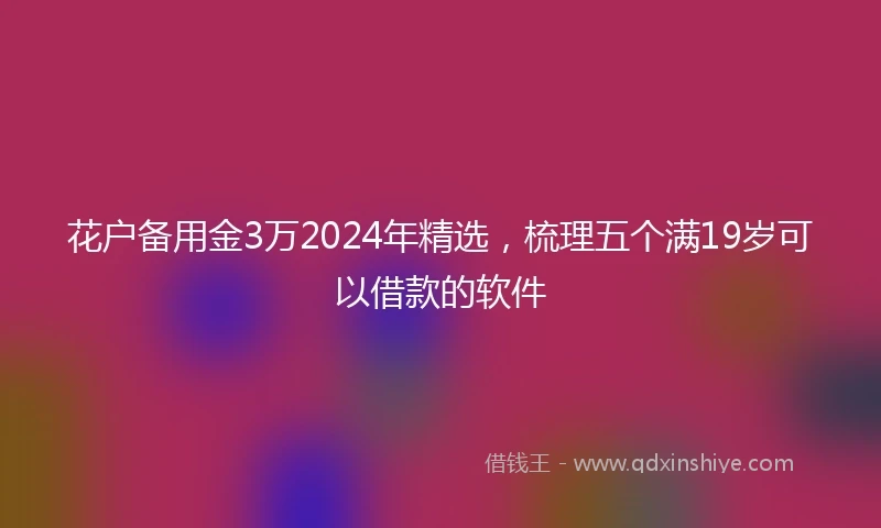 花户备用金3万2024年精选，梳理五个满19岁可以借款的软件