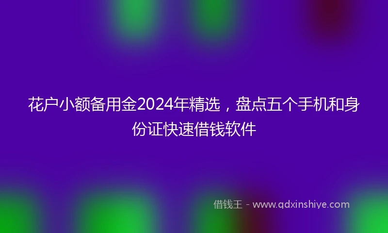 花户小额备用金2024年精选，盘点五个手机和身份证快速借钱软件