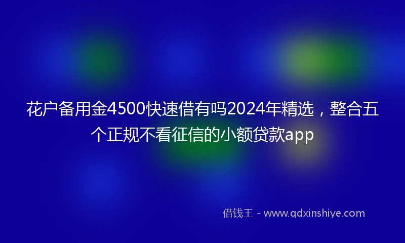 花户备用金4500快速借有吗2024年精选，整合五个正规不看征信的小额贷款app