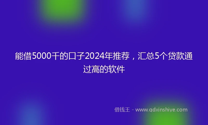能借5000千的口子2024年推荐，汇总5个贷款通过高的软件