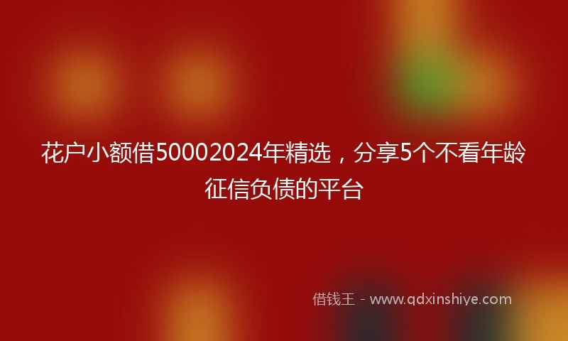 花户小额借50002024年精选，分享5个不看年龄征信负债的平台