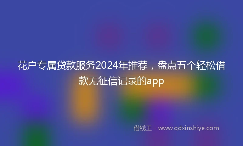 花户专属贷款服务2024年推荐，盘点五个轻松借款无征信记录的app