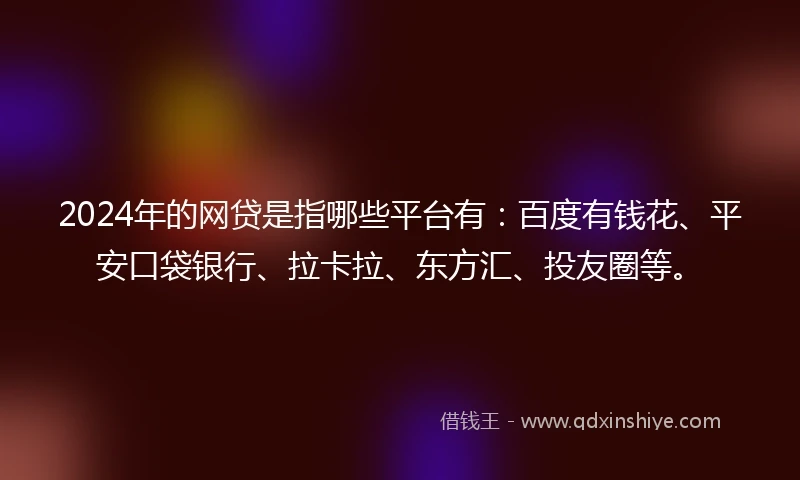 2024年的网贷是指哪些平台有：百度有钱花、平安口袋银行、拉卡拉、东方汇、投友圈等。