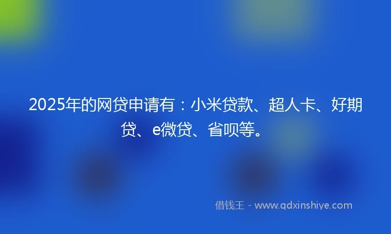 2025年的网贷申请有：小米贷款、超人卡、好期贷、e微贷、省呗等。