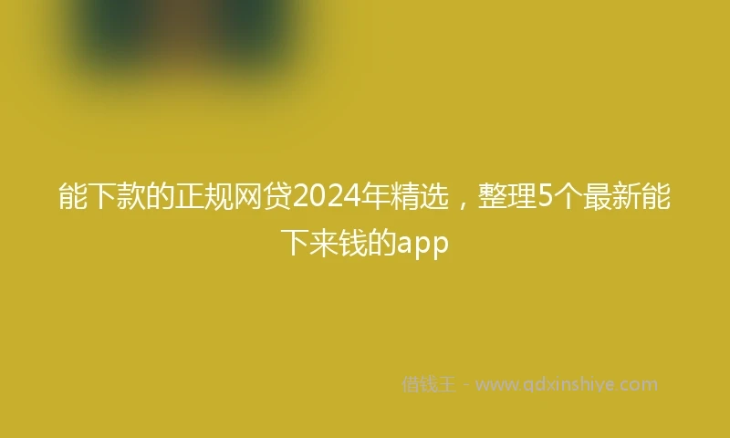 能下款的正规网贷2024年精选，整理5个最新能下来钱的app