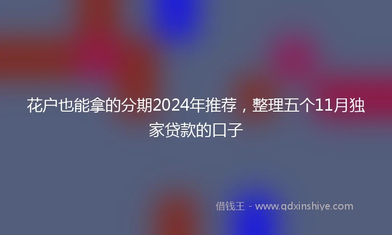 花户也能拿的分期2024年推荐，整理五个11月独家贷款的口子