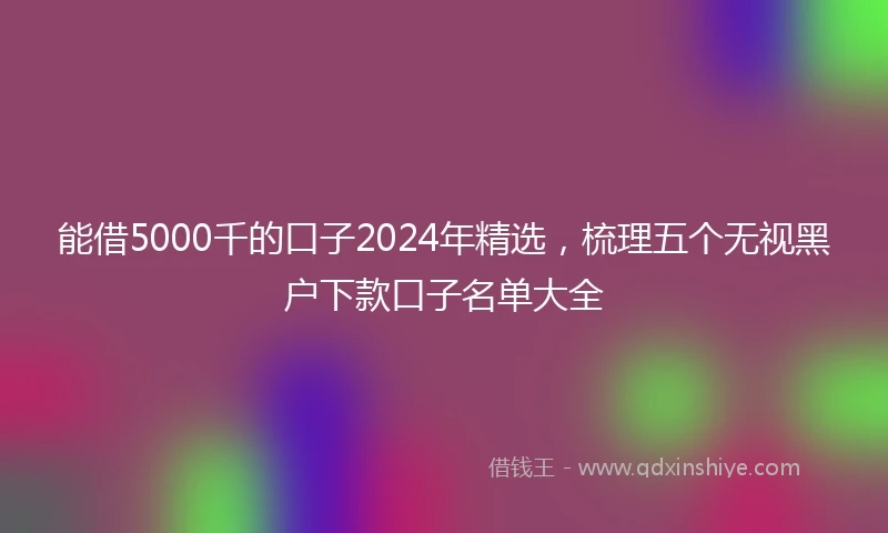 能借5000千的口子2024年精选，梳理五个无视黑户下款口子名单大全