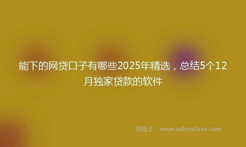 能下的网贷口子有哪些2025年精选，总结5个12月独家贷款的软件