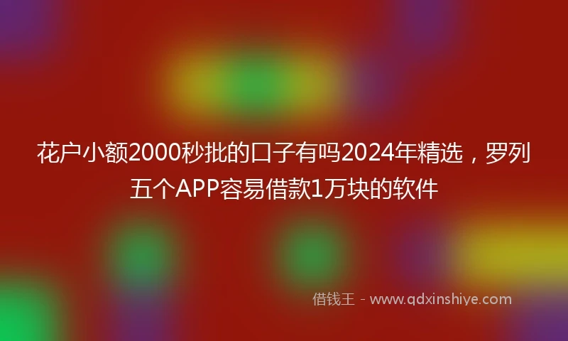 花户小额2000秒批的口子有吗2024年精选，罗列五个APP容易借款1万块的软件