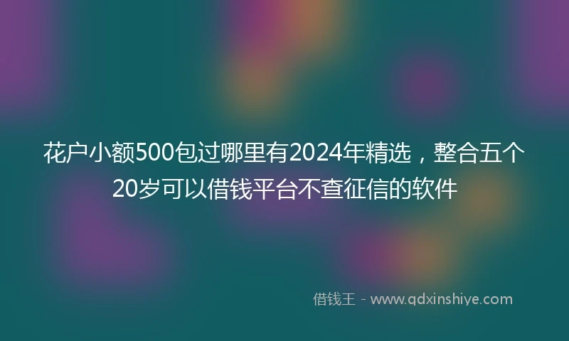 花户小额500包过哪里有2024年精选，整合五个20岁可以借钱平台不查征信的软件