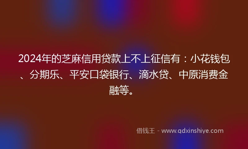 2024年的芝麻信用贷款上不上征信有：小花钱包、分期乐、平安口袋银行、滴水贷、中原消费金融等。