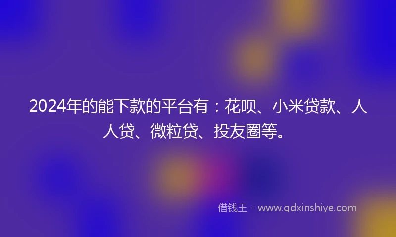 2024年的能下款的平台有：花呗、小米贷款、人人贷、微粒贷、投友圈等。
