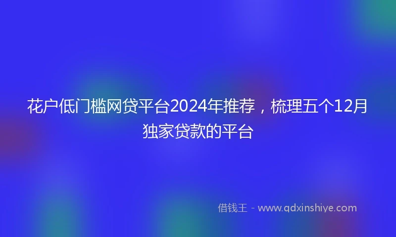花户低门槛网贷平台2024年推荐，梳理五个12月独家贷款的平台