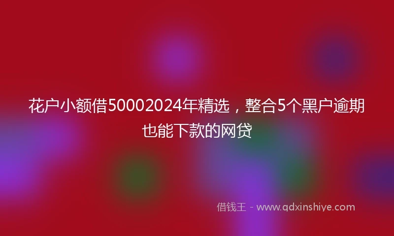 花户小额借50002024年精选，整合5个黑户逾期也能下款的网贷
