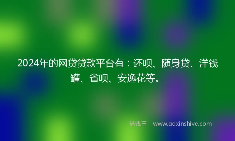 2024年的网贷贷款平台有：还呗、随身贷、洋钱罐、省呗、安逸花等。