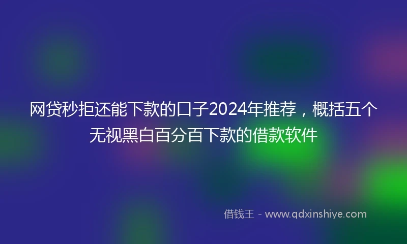 网贷秒拒还能下款的口子2024年推荐，概括五个无视黑白百分百下款的借款软件
