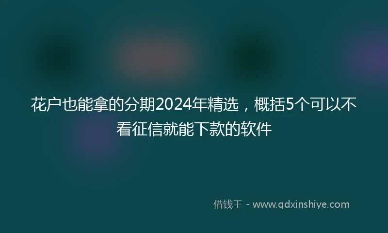花户也能拿的分期2024年精选，概括5个可以不看征信就能下款的软件