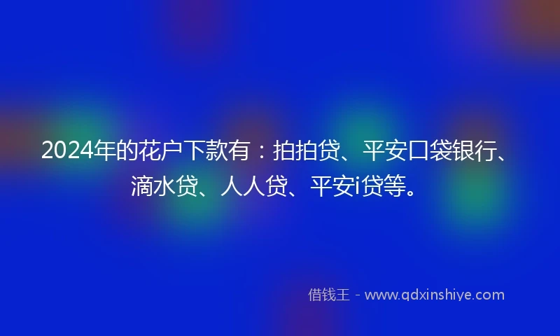 2024年的花户下款有：拍拍贷、平安口袋银行、滴水贷、人人贷、平安i贷等。