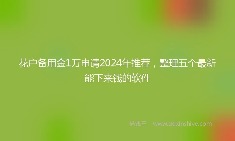 花户备用金1万申请2024年推荐，整理五个最新能下来钱的软件