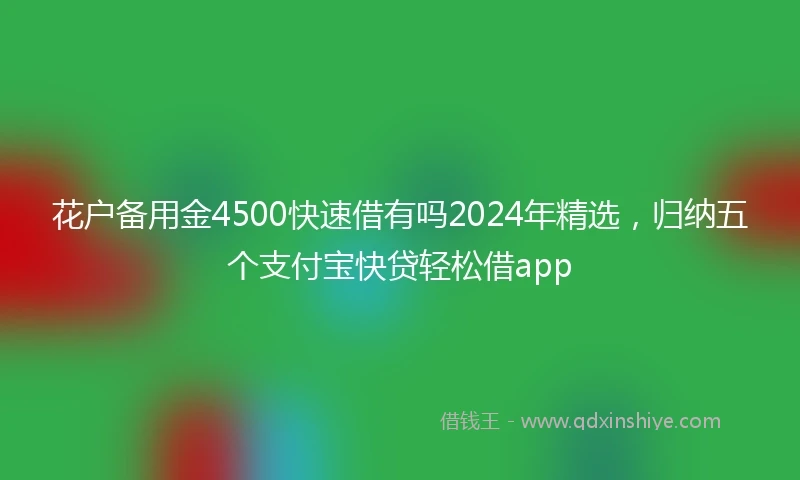 花户备用金4500快速借有吗2024年精选，归纳五个支付宝快贷轻松借app