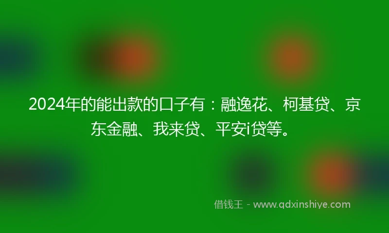 2024年的能出款的口子有：融逸花、柯基贷、京东金融、我来贷、平安i贷等。