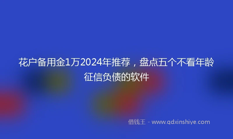 花户备用金1万2024年推荐，盘点五个不看年龄征信负债的软件
