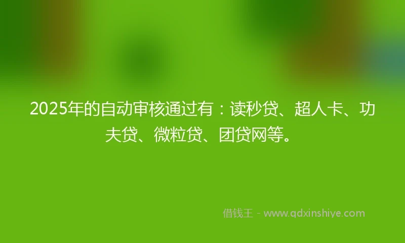2025年的自动审核通过有：读秒贷、超人卡、功夫贷、微粒贷、团贷网等。