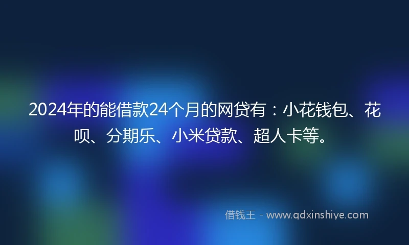 2024年的能借款24个月的网贷有：小花钱包、花呗、分期乐、小米贷款、超人卡等。