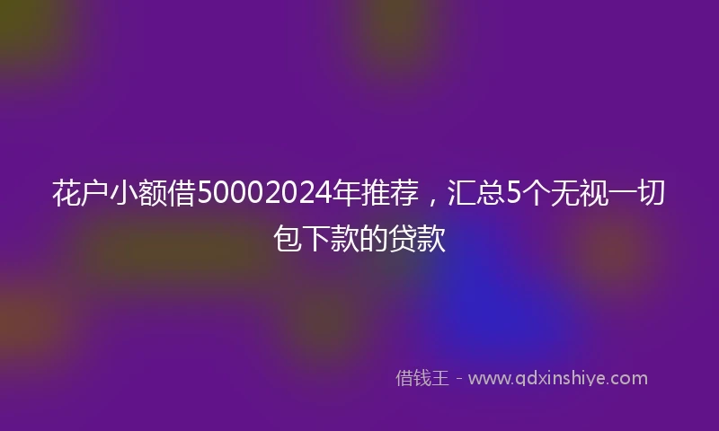 花户小额借50002024年推荐,汇总5个无视一切包下款的贷款