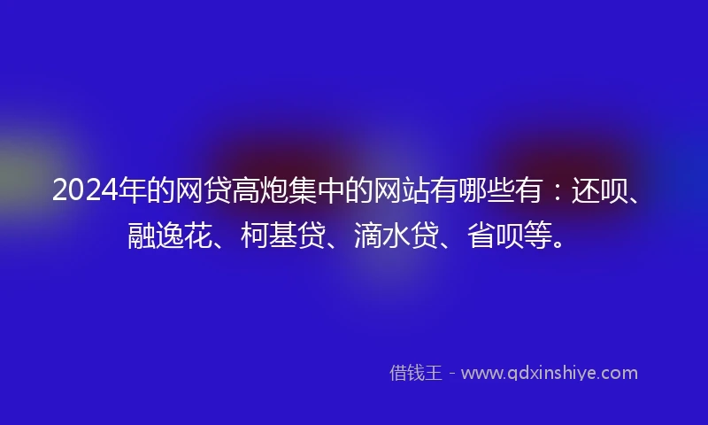 2024年的网贷高炮集中的网站有哪些有：还呗、融逸花、柯基贷、滴水贷、省呗等。