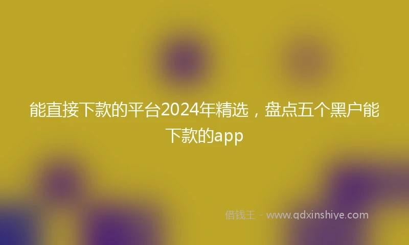 能直接下款的平台2024年精选，盘点五个黑户能下款的app