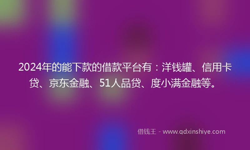 2024年的能下款的借款平台有：洋钱罐、信用卡贷、京东金融、51人品贷、度小满金融等。