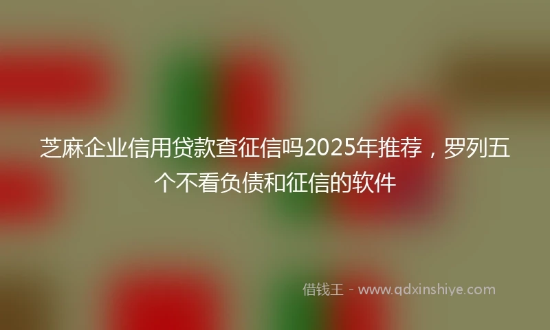 芝麻企业信用贷款查征信吗2025年推荐，罗列五个不看负债和征信的软件