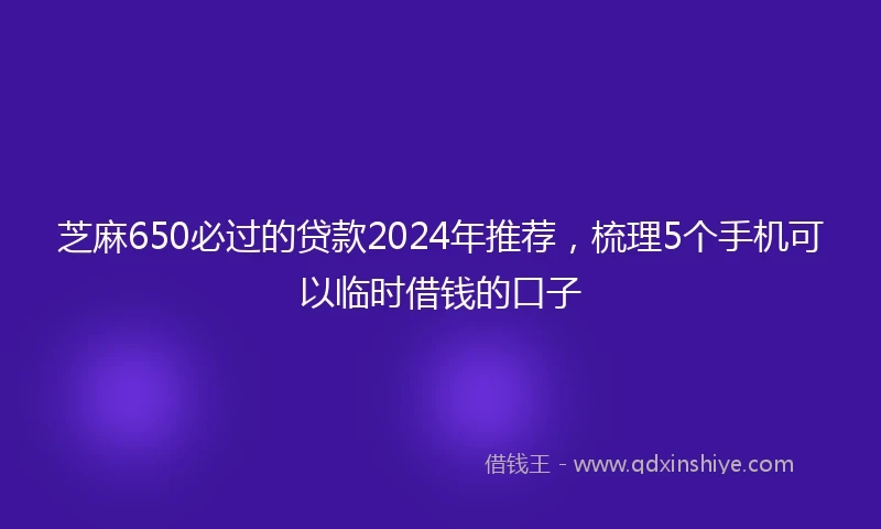 芝麻650必过的贷款2024年推荐，梳理5个手机可以临时借钱的口子