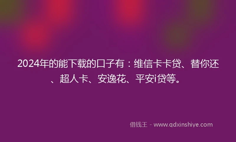 2024年的能下载的口子有：维信卡卡贷、替你还、超人卡、安逸花、平安i贷等。