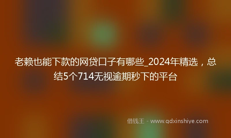 老赖也能下款的网贷口子有哪些_2024年精选，总结5个714无视逾期秒下的平台