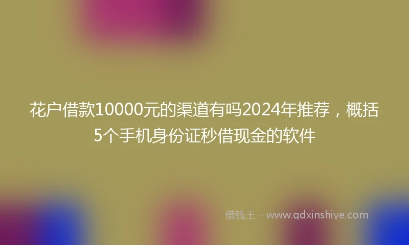 花户借款10000元的渠道有吗2024年推荐，概括5个手机身份证秒借现金的软件