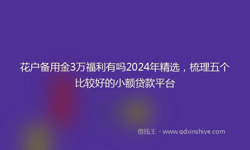 花户备用金3万福利有吗2024年精选，梳理五个比较好的小额贷款平台